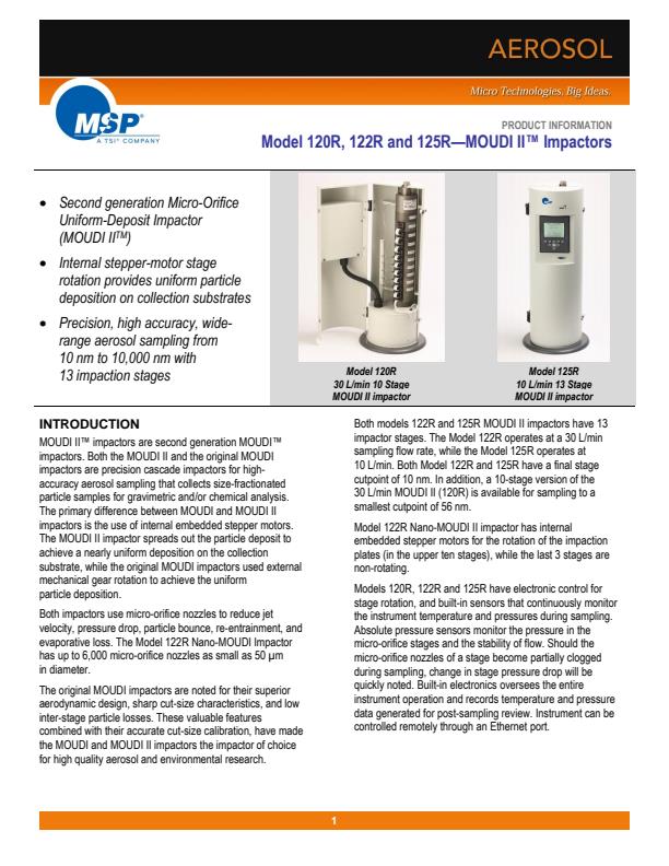 Moudi-II and and NanoMOUDI-II - Model 120R, 122R, 125R - Cascade ...
