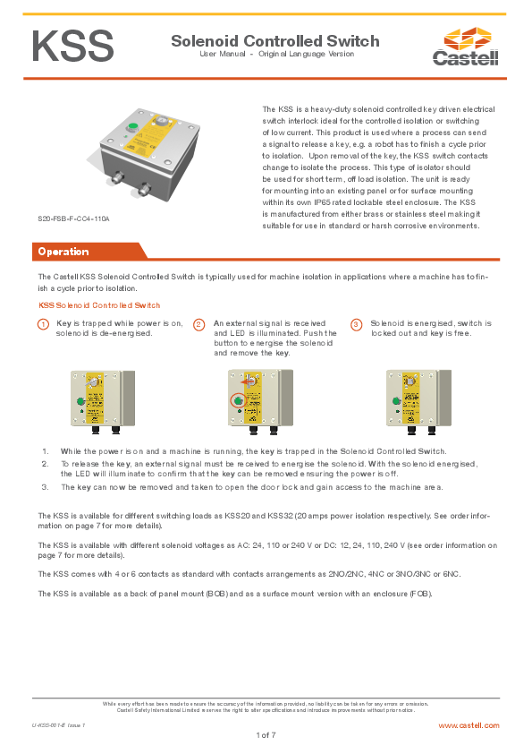 Castell - Model AIES - Dual Key Access Interlock with Safety Switch ...