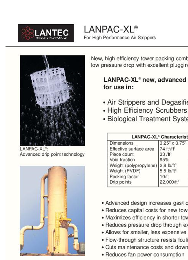 Lanpac - Model XL - High Efficiency Tower Packing - Datasheet