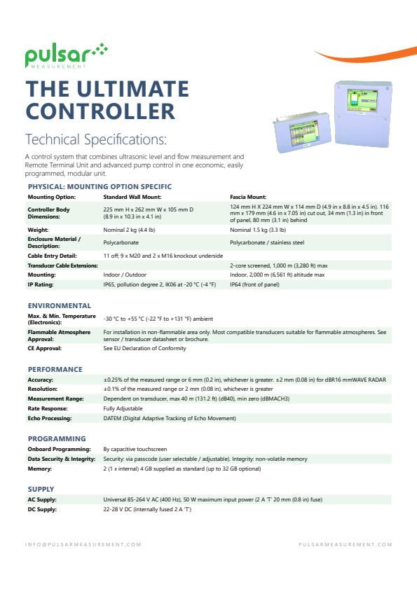 Pulsar - Ultimate Pump Controller System - Datasheet
