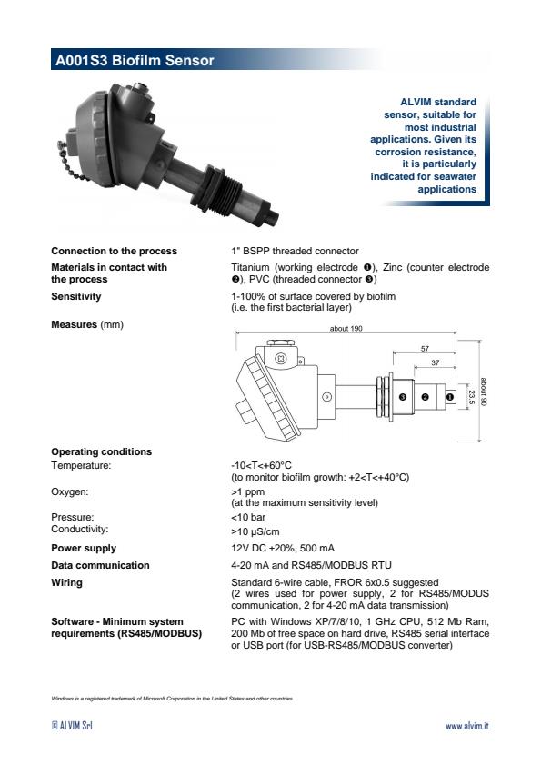 Alvim- Model A001S3 - Biofilm Sensor - Brochure