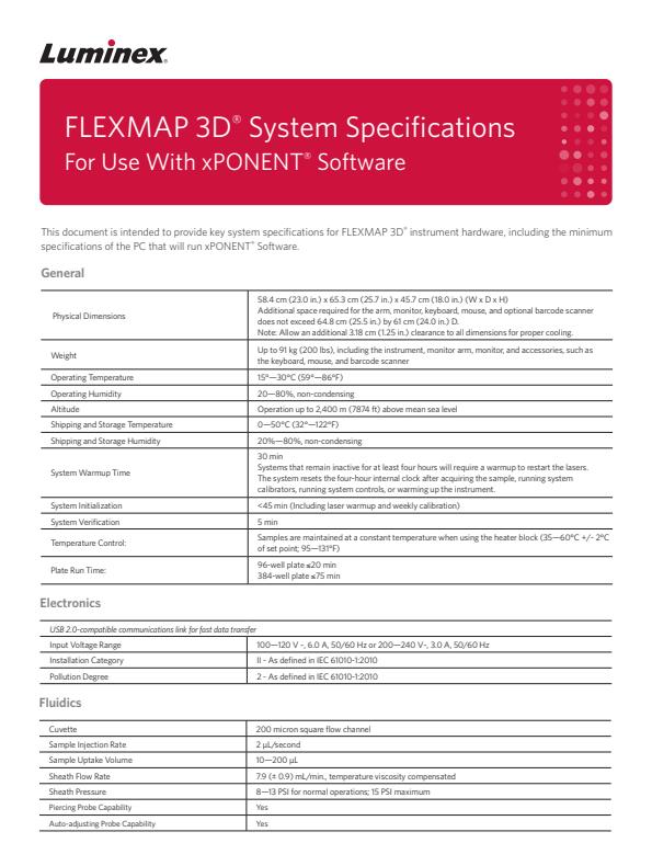 FLEXMAP 3D System - Specifications