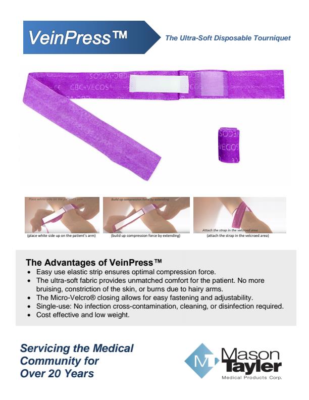 VeinPress - Ultra-Soft Disposable Tourniquet Sell Sheet