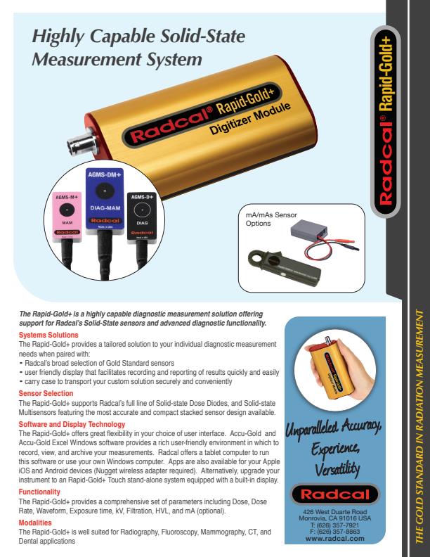 Radcal - Model Rapid-Gold+ - Highly Capable Solid-State Measurement ...