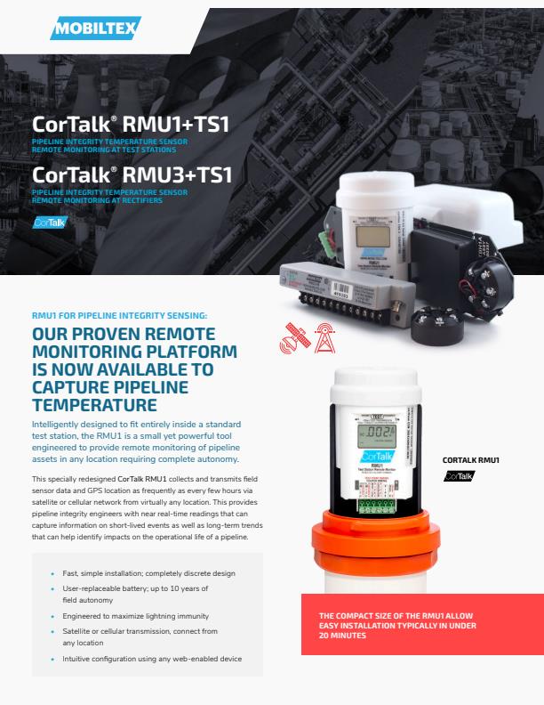 CorTalk - Model RMU1+TS1 - Pipeline Integrity Temperature Sensor - Brochure