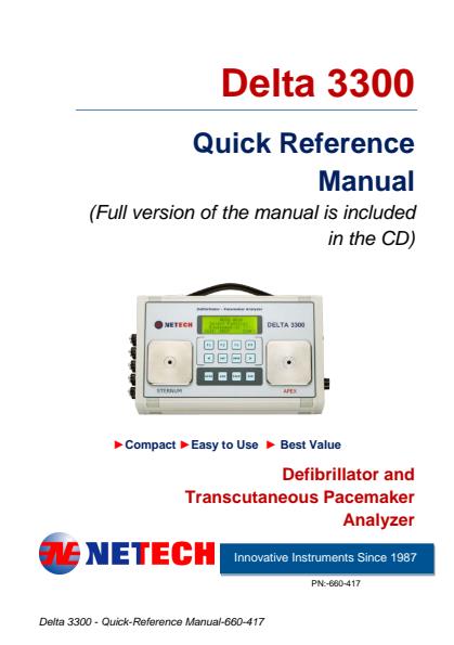 Netech - Model DELTA 3300 - Defibrillator / Transcutaneous Pacemaker ...