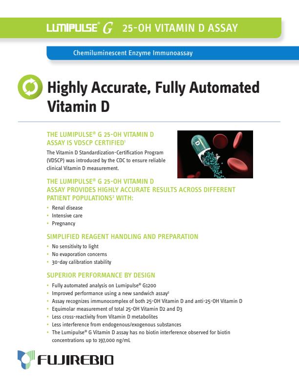 Lumipulse G 25-OH Vitamin D Chemiluminescent Enzyme Immunoassay (CLEIA ...