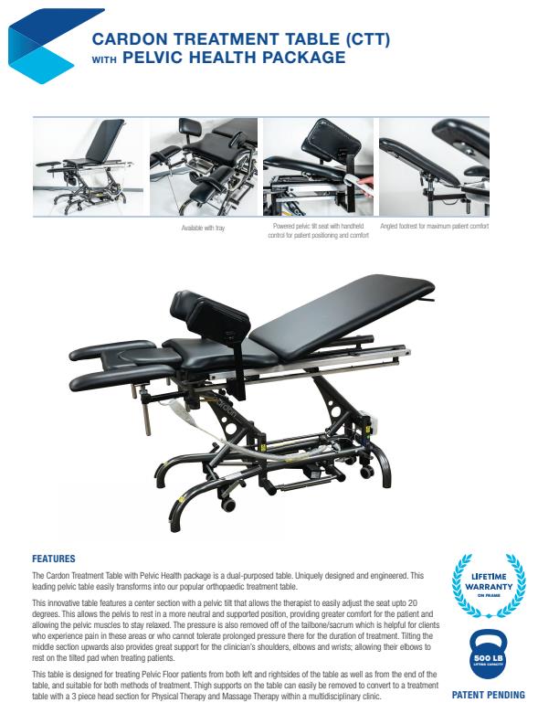 Cardon - Treatment Table (CTT) with Pelvic Health Package Brochure
