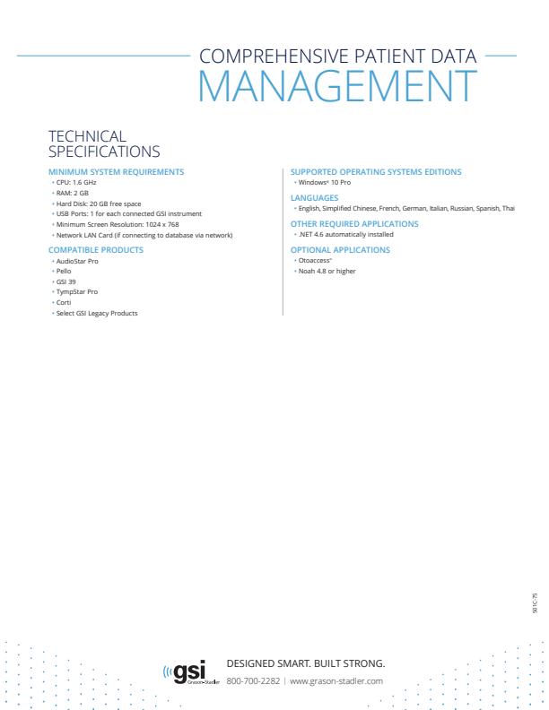 GSI Suite - Audiometric Data Management Software - Datasheet