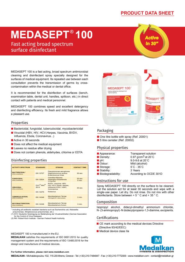 Medasept - Model 100 - Fast Acting Broad Spectrum Surface Disinfectant ...