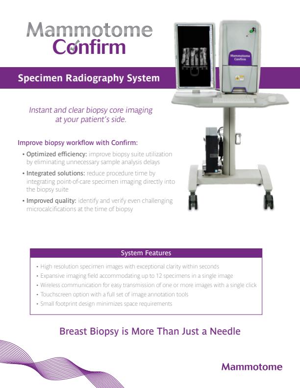 Mammotome - Model Confirm - Core Specimen Radiography System Brochure