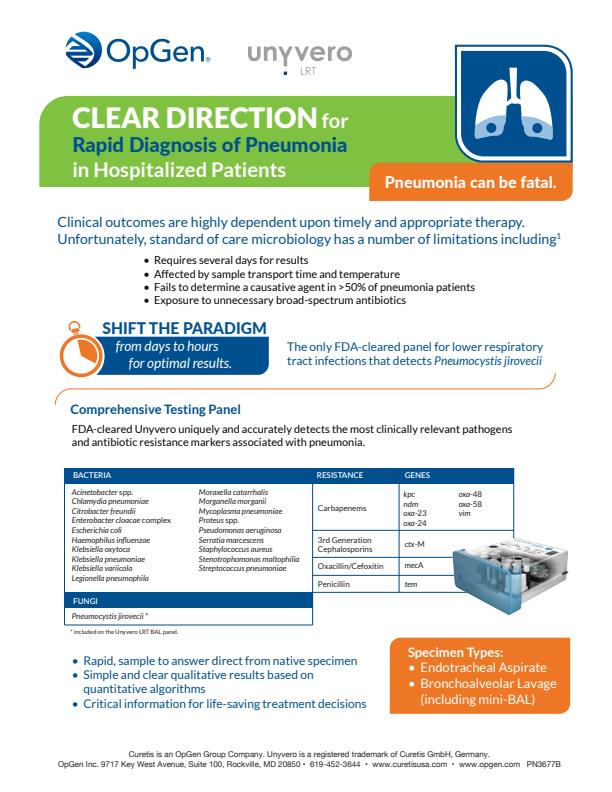 OpGen Unyvero - LRT Panels - Brochure