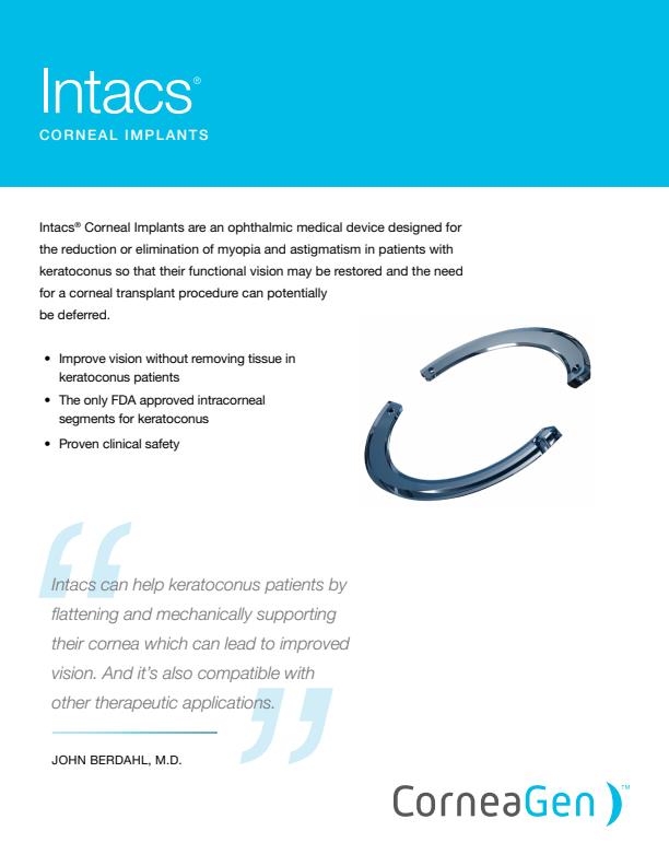 Intacs - Model ICI - Intacs Corneal Implants For Keratoconus - Brochure