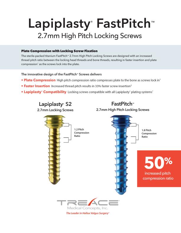 Lapiplasty FastPitch - 2.7mm High Pitch Locking Screws - Datasheet