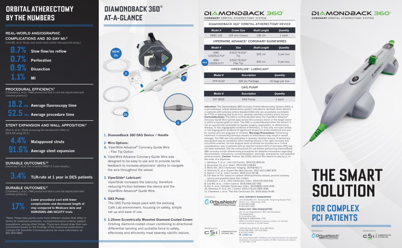 Diamondback - Model 360 - Coronary Orbital Atherectomy System - Datasheet