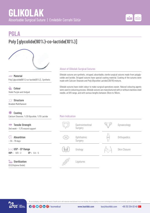 Glikolak - Model PGLA - Absorbable Surgical Suture - Brochure