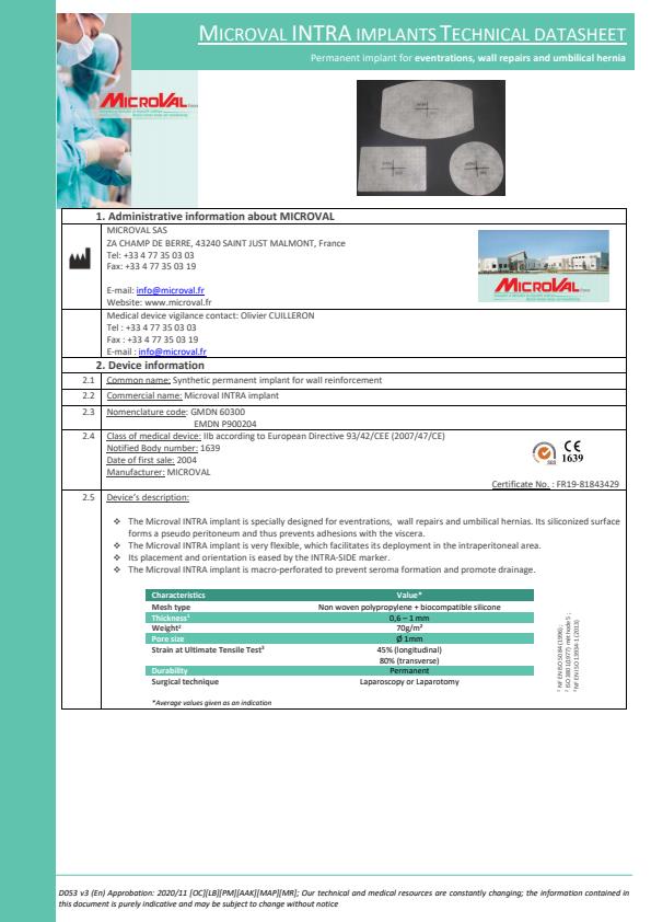 Microval-Intra - Microval-Intra implants - Brochure