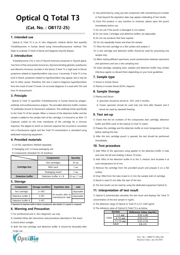 Optical Q - Immunoassay for Quantitative Determination of Total T3 Brochure