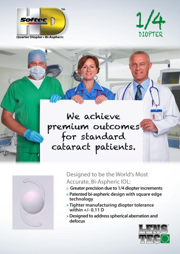 Lenstec Softec - Model HD - Bi-Aspheric Intraocular Lens (IOL) Implants ...