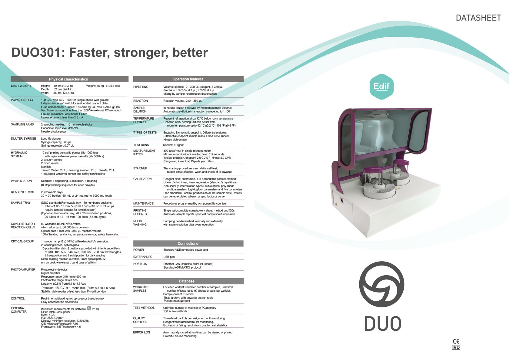 Edif - Model Duo - Clinical Chemistry Analyzer System - Datasheet