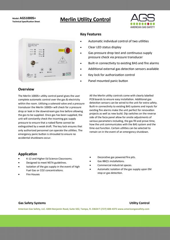 Merlin - Model 1000S+ - Laboratory Utility Controller Brochure