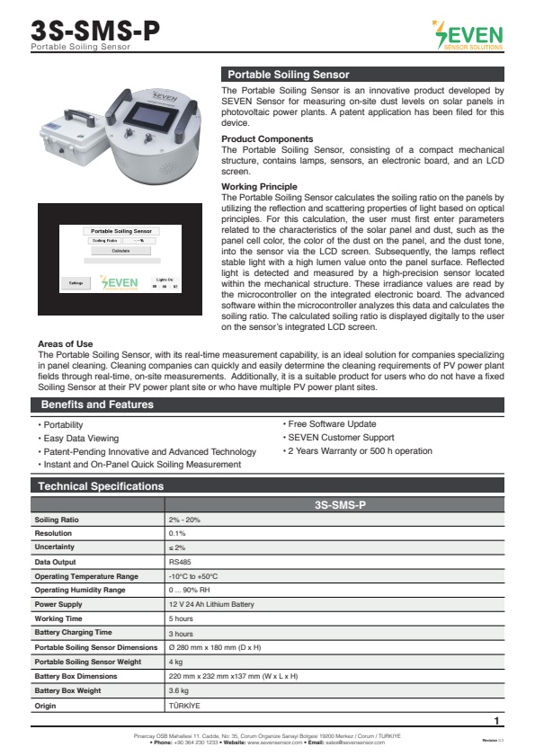 Portable Soiling Sensor Datasheet (3S-SMS-P)
