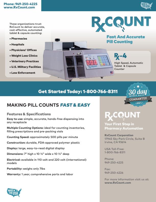 RxCount - Model Rx-4 - Automatic Tablet & Capsule Counter - Brochure