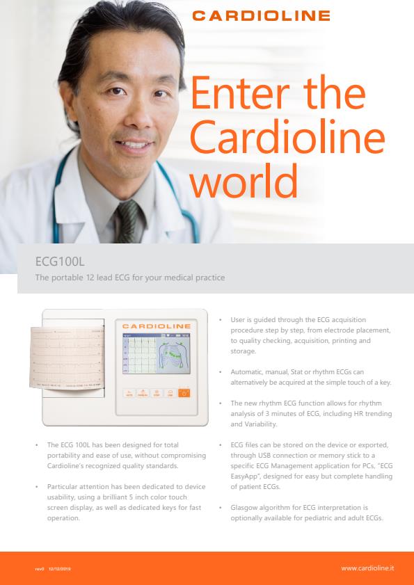 Cardioline - Model ECG100L - Portable 12 Lad ECG Device Brochure
