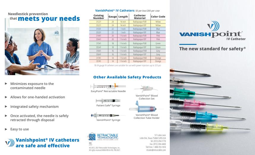 VanishPoint - Model IV catheters - IV Catheters - Brochure