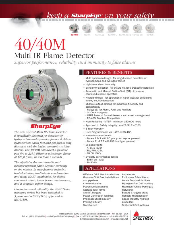 Altezza - Model 40/40M - Multi IR Flame Detector - Brochure