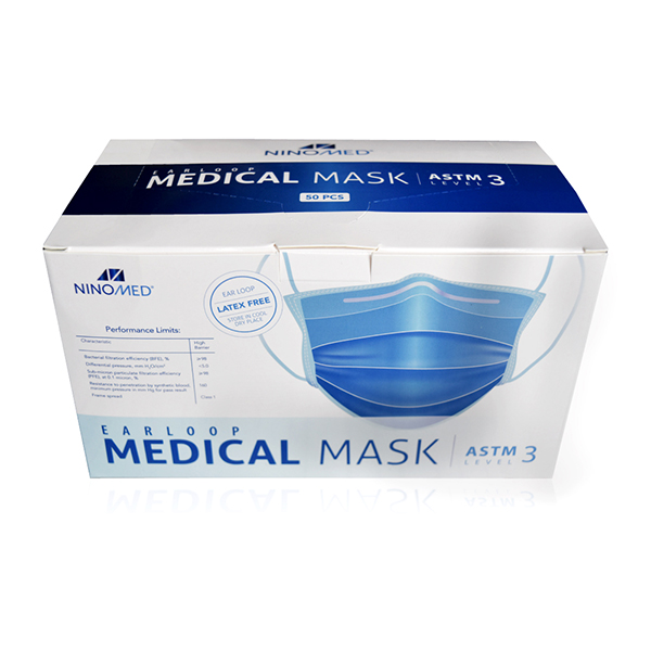ASTM Level 3 Face Masks Earloop Surgical Masks, Box of 50