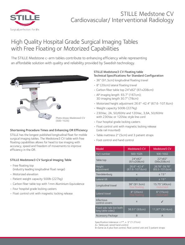 Medstone5 - Model CV -500-1002 - C-Arm Surgical Imaging Vascular Tables ...