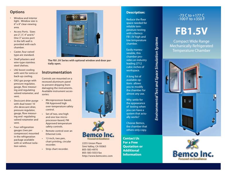 Bemco - Model FB1.5V Series - Compact Wide Range Chambers Datasheet