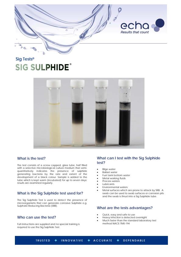 SigTests - Model Sig Sulphide - SRB Test Kit Datasheet