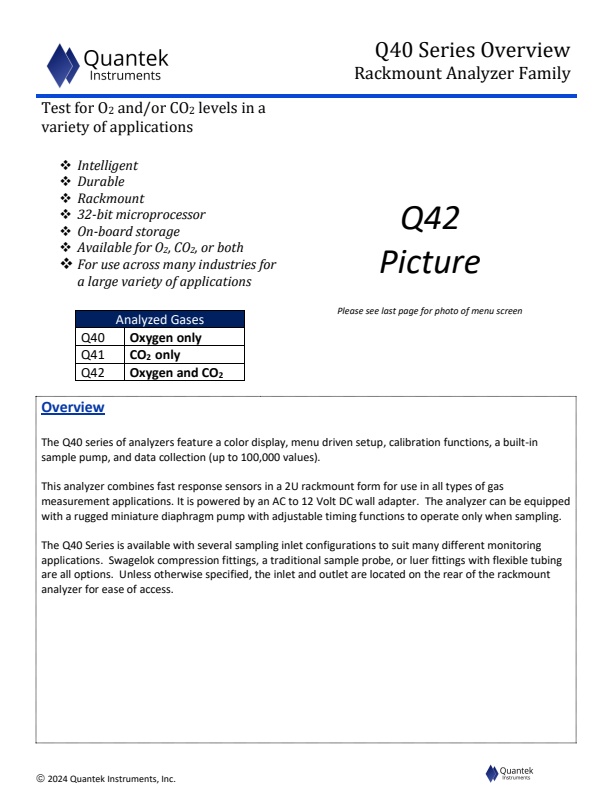 Quantek - Q40 Series - Rackmount Analyzer Family Overview - Brochure