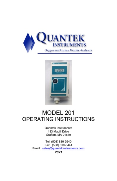Quantek - Model 201 - Portable Oxygen Analyzer - Manual