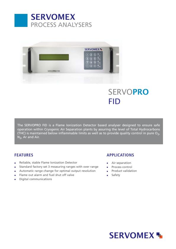 Servomex - Model FID K1000 - Flame Ionization Detector based Analyzer ...