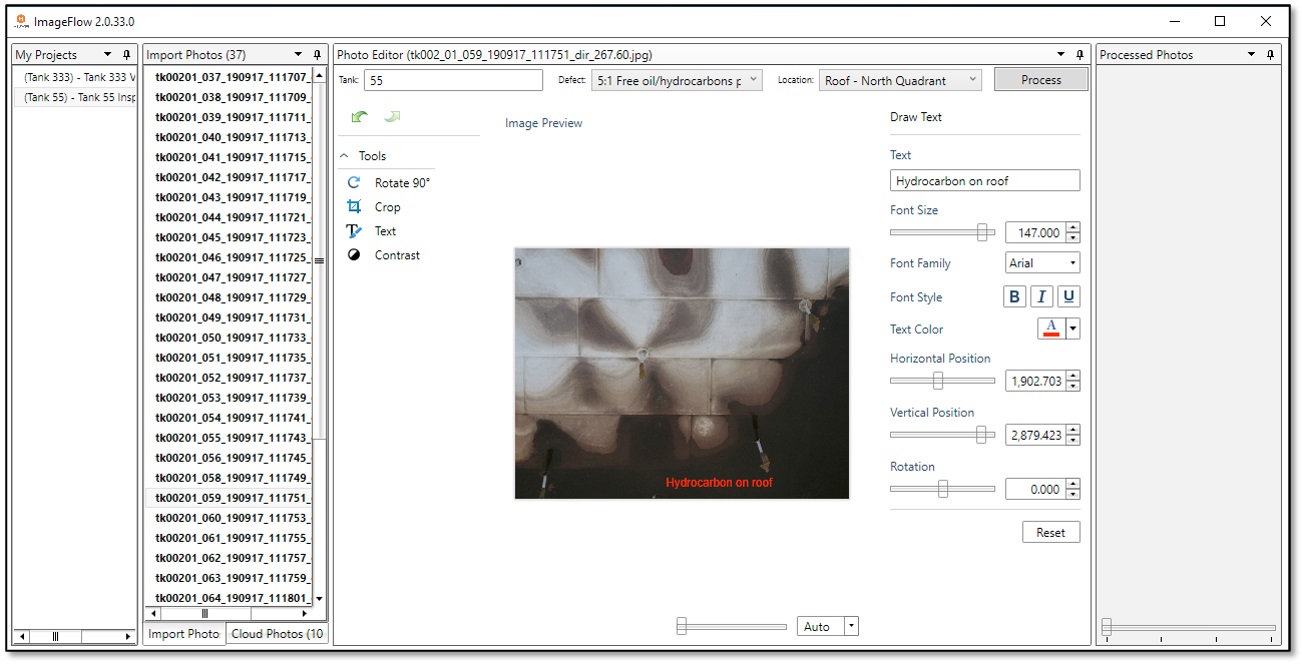 HUVRdata Visual Inspector Image Processing Tool