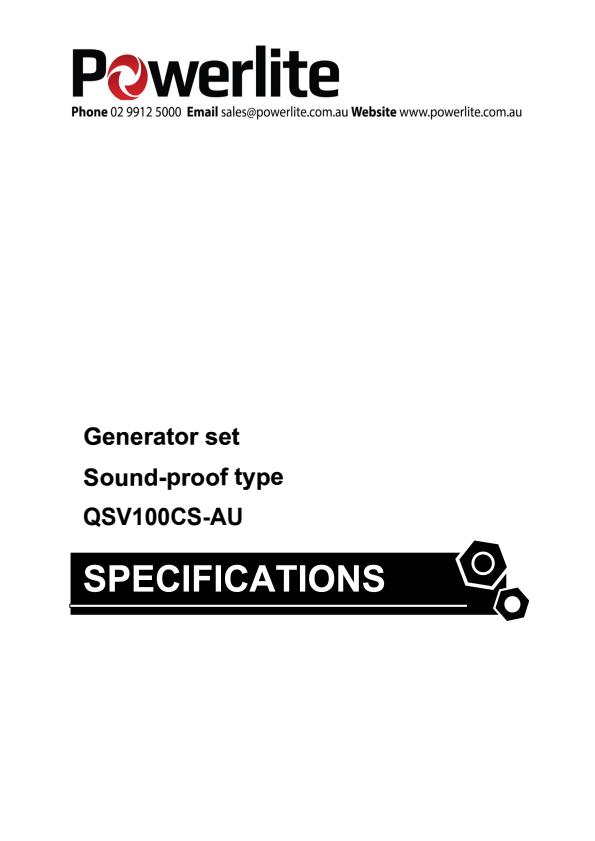 Powerlite - Model QSV100CS-AU - 110 kVA Diesel Generator- Brochure