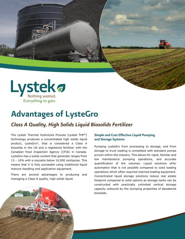 Lystek - Model LysteGro - Liquid Fertilizer Datasheet