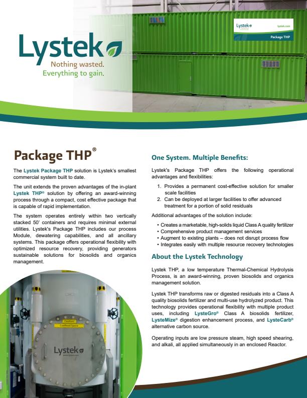 Lystek - Model LysteMize - Digester Enhancement Datasheet