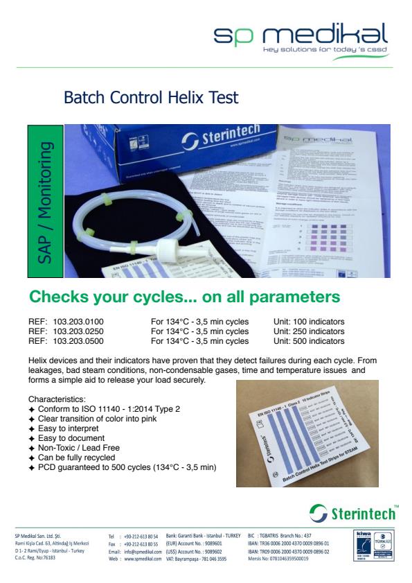 SP Medikal - Batch Control Helix Test - Steam - Brochure