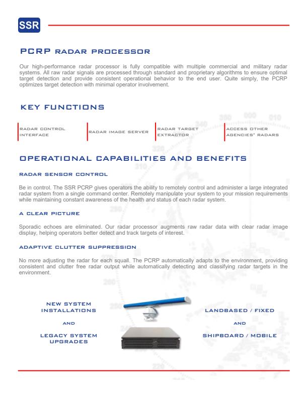 SSR - Model PCRP - Radar Processor System Datasheet