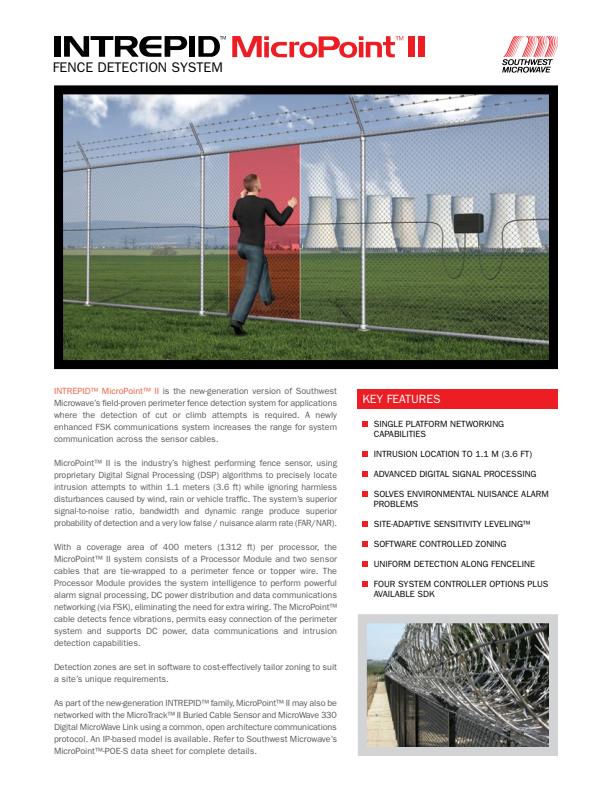 INTREPID - Model MicroPoint II - Fence Detection System Datasheet