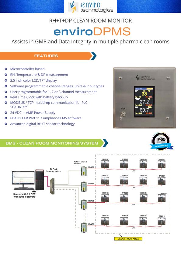 enviroDPMS - Model LCD - RH+T+DP Clean Room Monitor Brochure