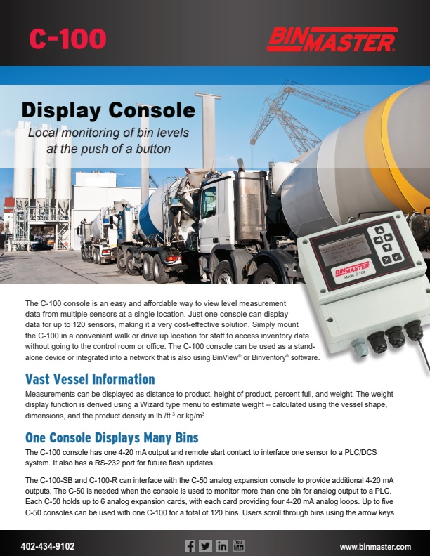 BinMaster - Model 100 - Display Console - Brochure