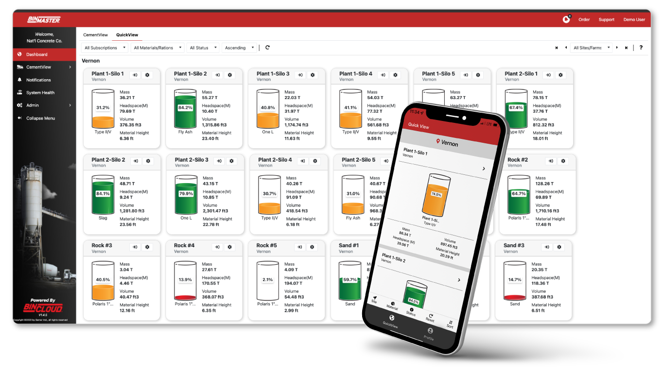 BinMaster CementView Cloud Inventory Management Software