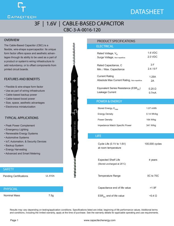 Capacitech Energy - Cable-Based Capacitor (CBC) technology - Brochure