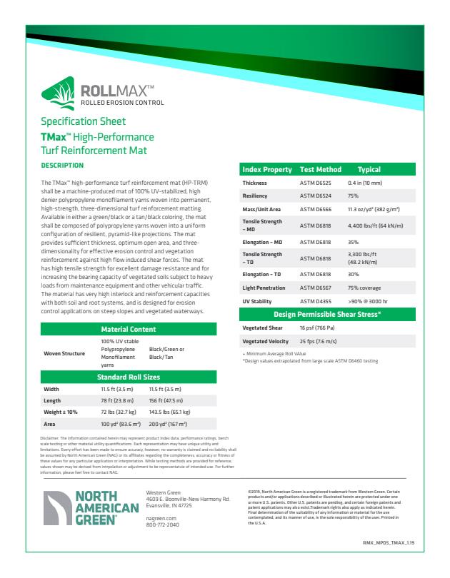 RollMax TMax - Specification Sheet