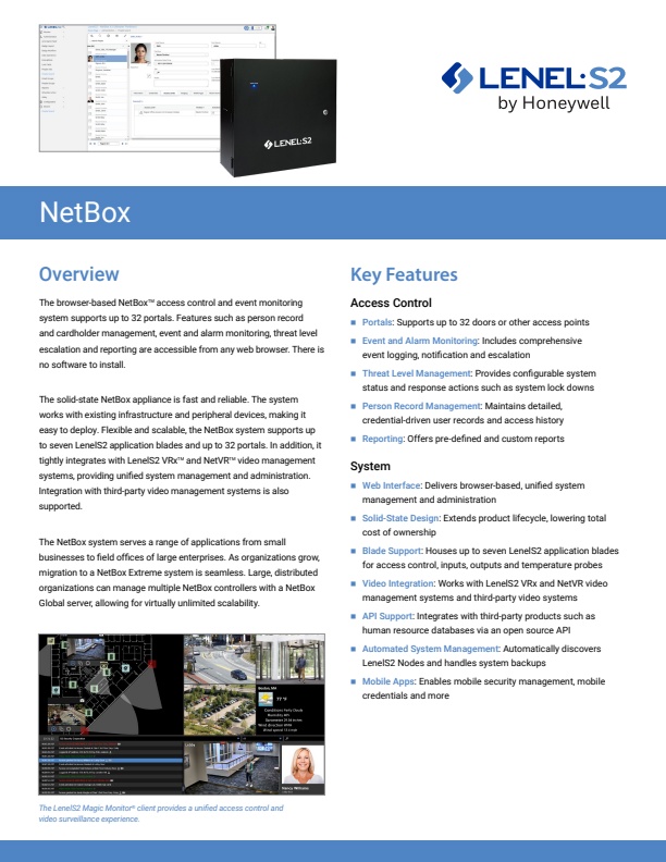 LenelS2 NetBox - Access Control and Event Monitoring System - Brochure